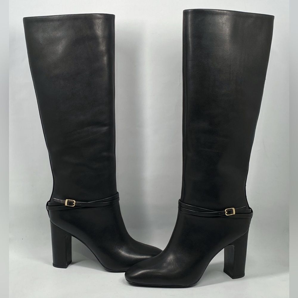 Loeffler Randall Solana Leather Buckle Knee Boots size 8.5
